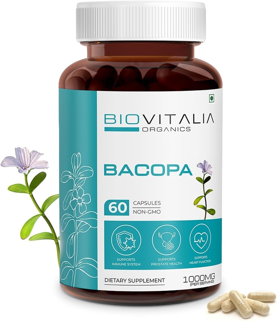 Biovitalia 天然 Bacopa 补充 Capsules 支持大脑功能 1000mg - 60 Capsule