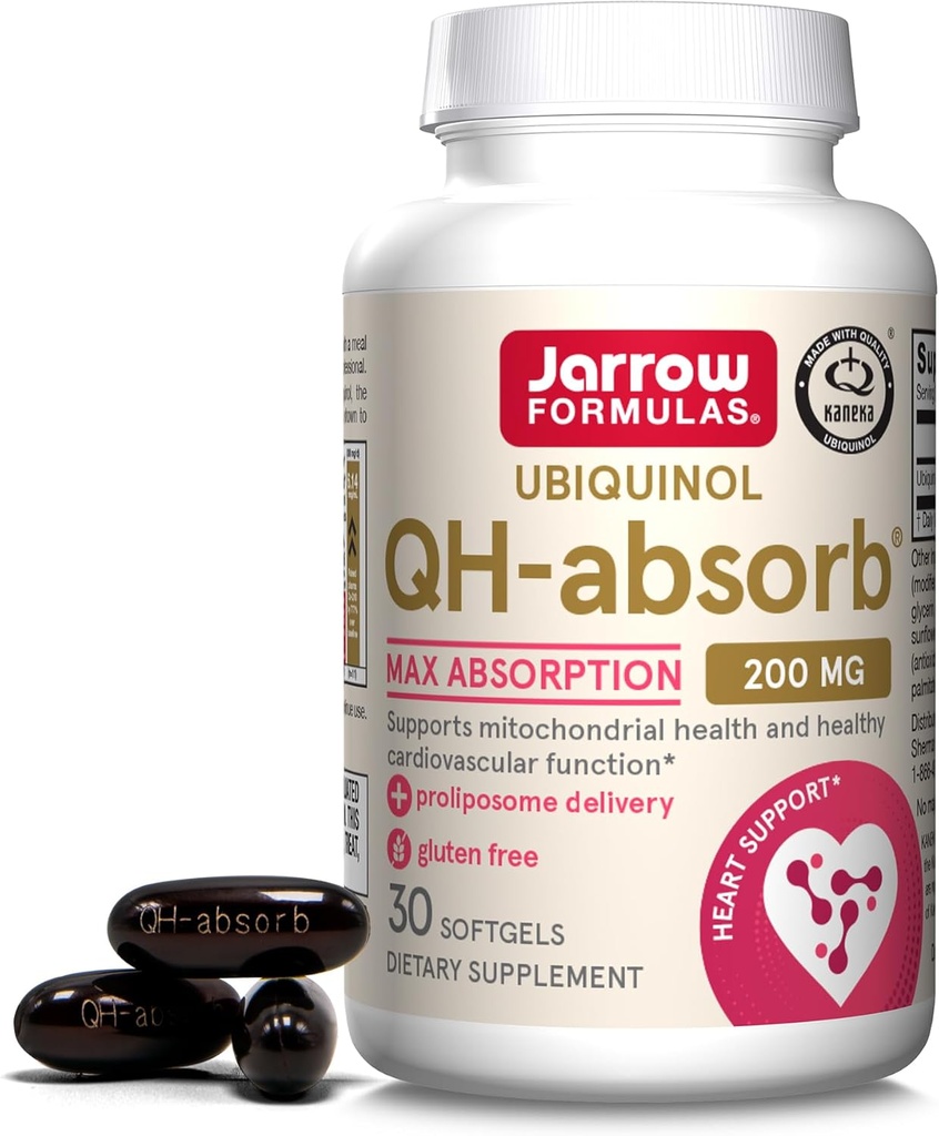 Jarrow Formules CoQ10 200mg 软胶 - 30天供应,Ubiquinol Co Q 10 心血管健康补充,30 Softgel