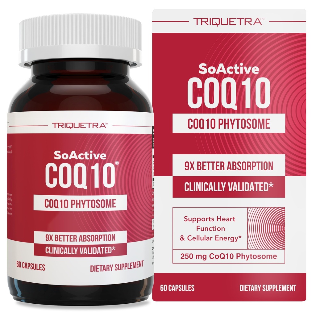 SoActive CoQ10® 250 mg: CoQ10 具有最高9X高等吸收力的生理学 - 证明的细胞传动 - 支持细胞能量生产(60 Capsules)