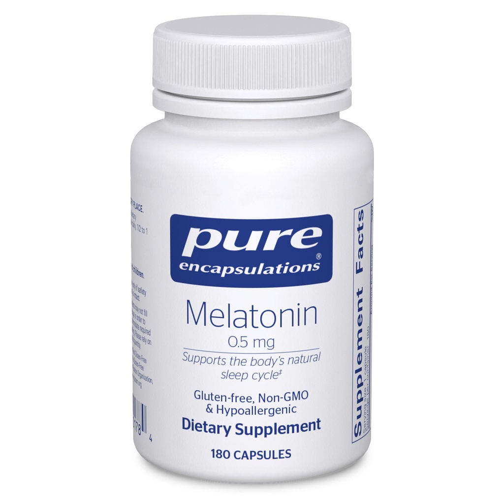 纯封装 Melatonin 0.5 mg - 床位自然睡眠辅助器 - 规范睡眠-水循环 - 0.5 mg Melatonin - Vegan & Non-GMO - 180 Capsules