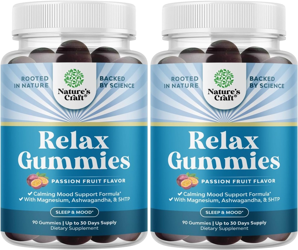 给成年人安抚Gummys 与 Ashwagandha 和 Magnesium - 放松压力 Gummys 与 L Theanine 5HTP 和 Lemon Balm 提取 - 适应性甘美尔 提取维生素 B6 180 计数