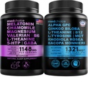 MEDCHOICE Sleep Melatonin(90cm)和Nootropic Brain(60ct) 补充 Bundle - 睡眠、大脑、焦点和Mood支持 - Vegan、Non-GMO、Gluten-Free