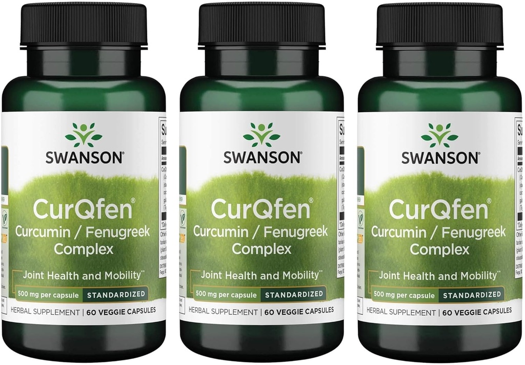 Swanson 控制释放 Curqfen Curcumin/Fenugreek 综合体 60 Veg Capsules(3包)