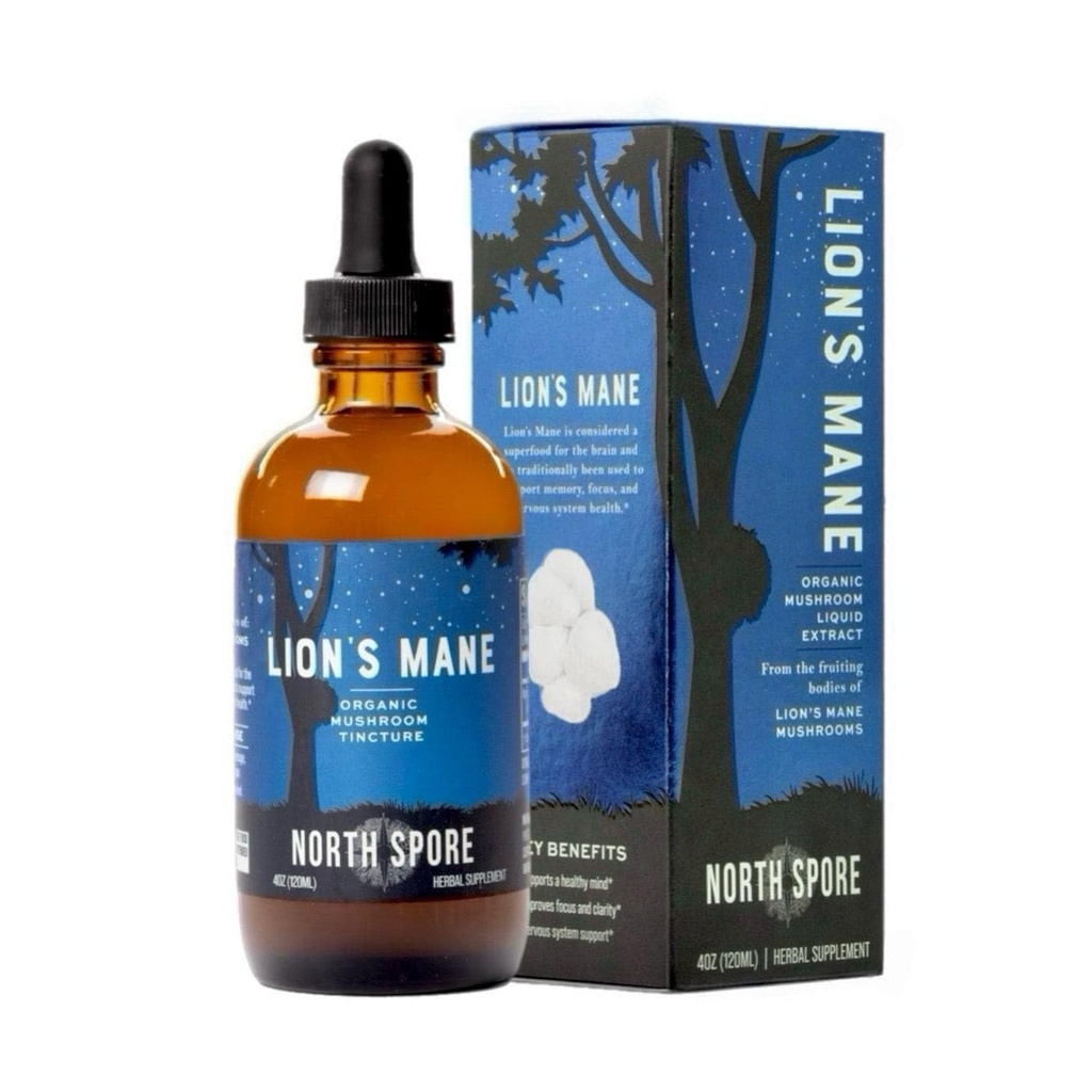 北Spore Organization Organization of Mane Mushrom Tincture (4 oz) 100% 果实体提取 QQ Focus, Memory, Brain Support QQ 认证有机体,Vegan,非GMO QQ 适应性,Nootropic QQ 在美国制作