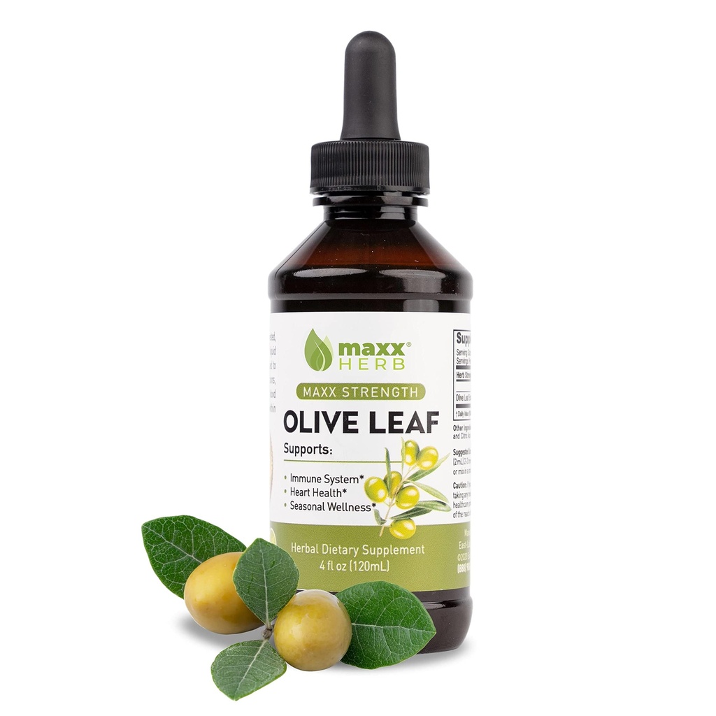 Maxx Herb 橄榄叶提取器 – Max Force Oleuropein 液体吸附剂比Capsules或茶更好,用于免疫支持、心脏健康和季节性健康 - 4 Oz瓶(60架)