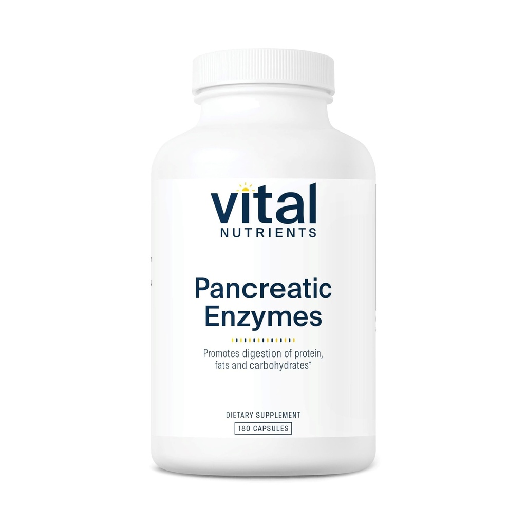 重要营养素 Pancreatic Enzymes 1000mg (Full strengy) | Pancreatin 文摘增刊 Protaase, Amylase & Lipase | 文摘增刊 | Gluten,乳品,和Soy Free | 180 Capsules