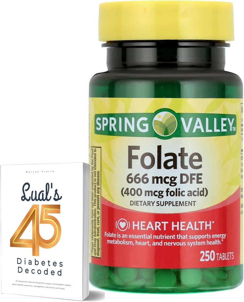 LUAL Spring Valley Folate 666 mcg DFE(400 mg Folic Acid) 250 Counter Bundle 45 糖尿病解码,Folate 补充妇女药