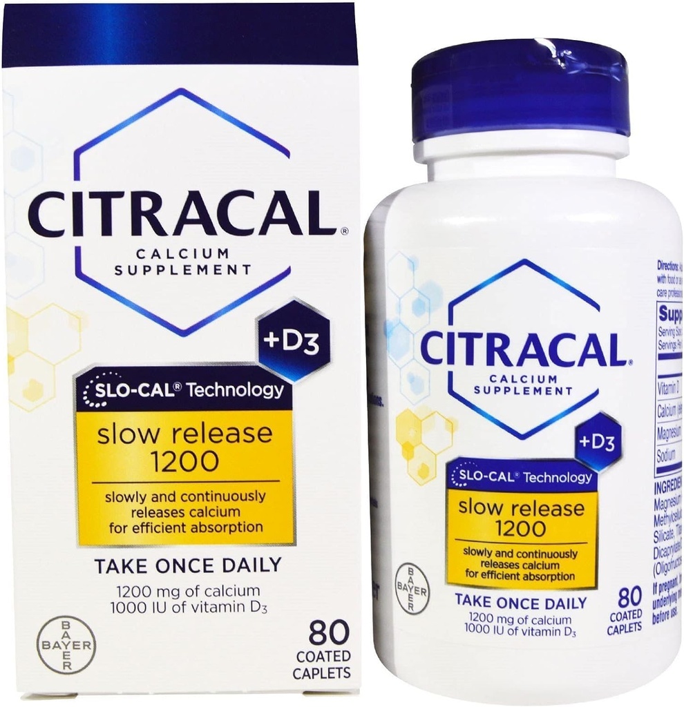 Citracal 与 Calcium D 慢放 1200, 80- Count - 购买包和保存 (Pack of 2)