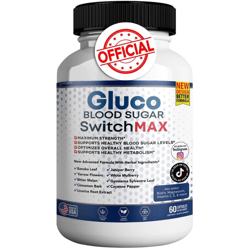 Gluco 血糖切换 Max 全部自然公式以维持健康水平,最大强度 每日公式血液审查(1包 - 60盖)