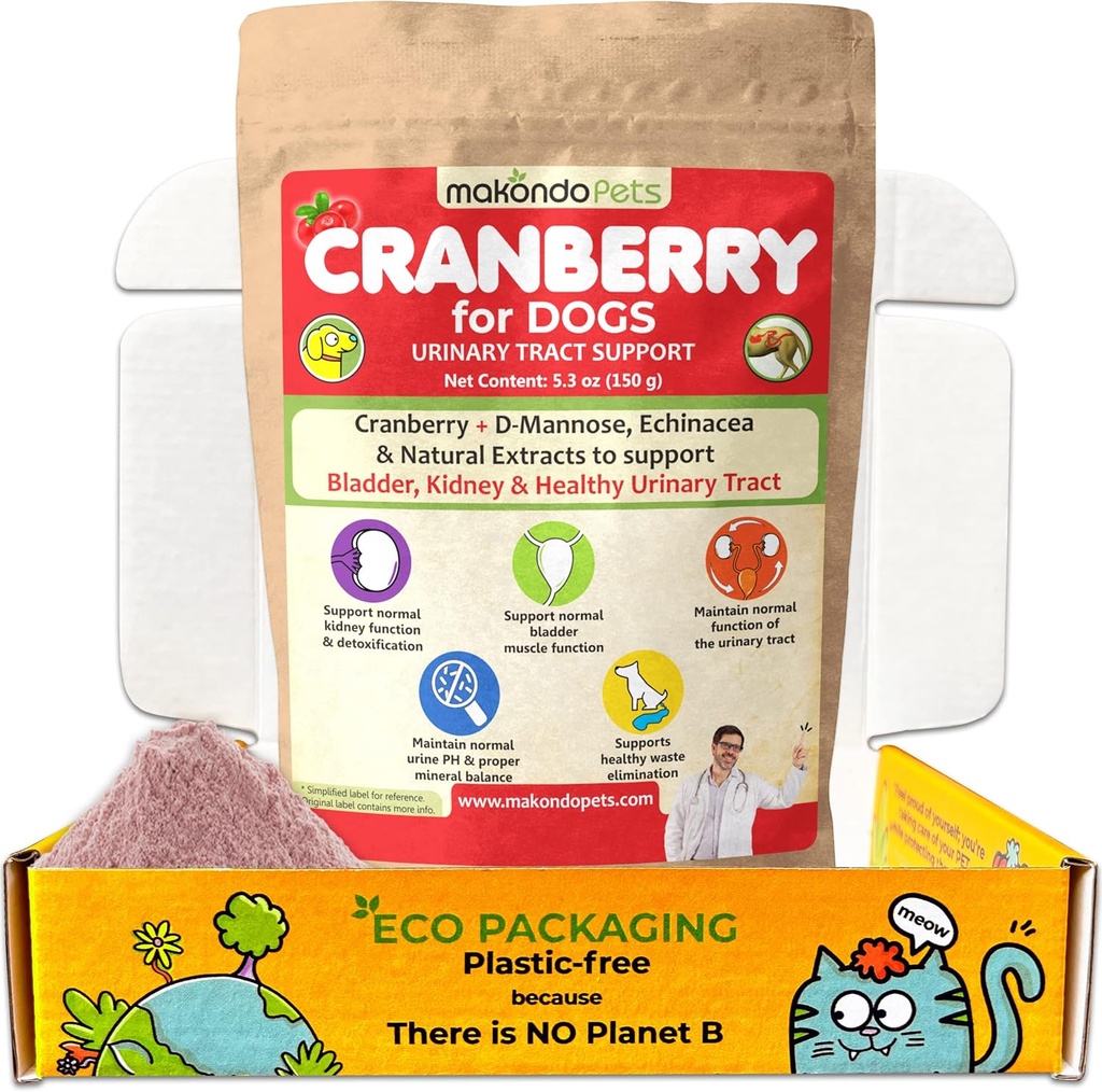 (原始内容存档于2018-03-27) (中文(简体) ). Cranberry for Dogs in Powder - Urinary Tract Health, Dog UTI, Bladder Supports, Bladder Stones, 失禁支持, Cranberry Supplements - Bacon Flavor (150 Services) (英语).