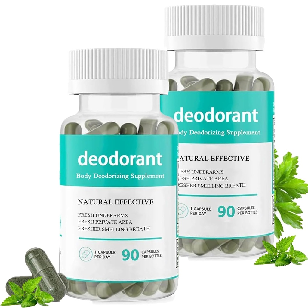 Body Deodorizing Supplement，Body Deodorizing Capsules，Body Deodorant Capsules for Detox, Digestion, Gut Health, Skin Support 90 Capsules (2)
