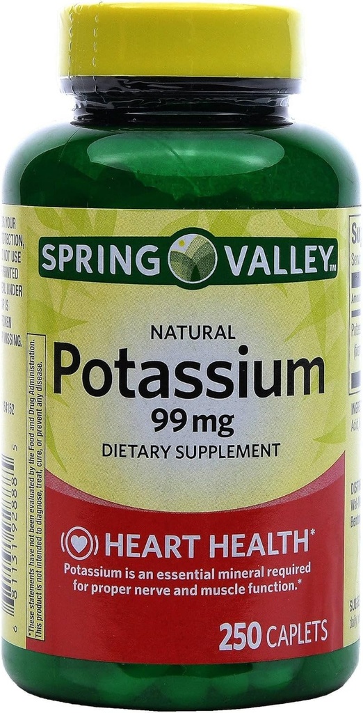 泉谷钾 99 mg 来自葡萄酸钾 595 mg(250 mg)