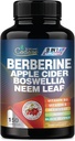 Berberine Supplement with Neem Leaf, Apple Cider Vinegar, VIT D3, E & More - 150 Capsules 支持免疫系统,文摘和整体健康