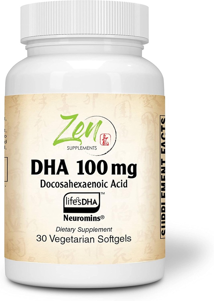 Zen Supplements - Neuromins DHA 100 Mg - Vegan & Algae Sourced DHA Supplement Supports Eye Health, Heart Health, and Optimal Wellness 30-Vegcaps