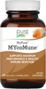 Pure ESSENCE LABS MycoMune Immune 支持补编 - 集中的有机蘑菇粉提取剂 - Reishi, Lion's Mane, Cordyceps, Chaga, Shiitake, Maitake - 60 Caps
