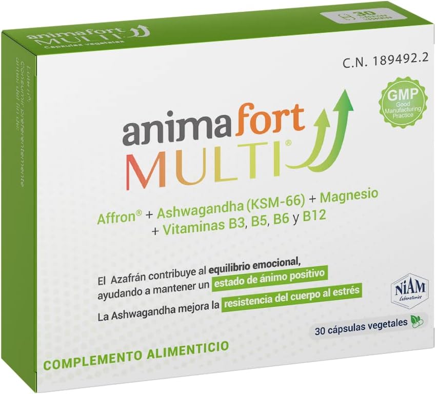 Animafort 多倍体- Cápsulas Vegetales con Affron, 5-HTP, Magnesio y Vitaminas B