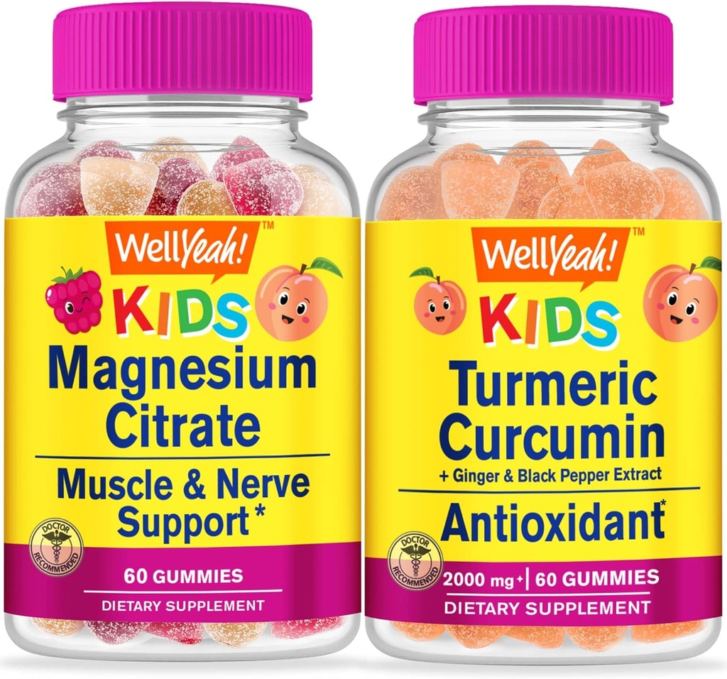 (原始内容存档于2018-09-21). Wellyeah Magnesium Citrate Kids + Turmeric Curcumin Kids, Gummys Bundle - Great Tasting, Vitamin Supplement, Gluten Free, GMO Free, Chewable Gummy (英语).