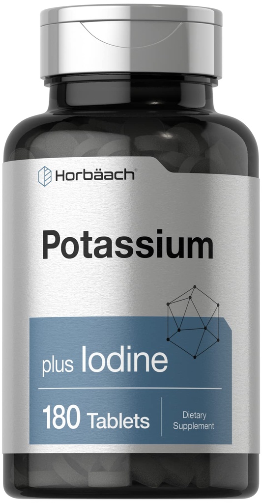 Horbäach 氯化钾 补充 + 碘 + 180 蔬菜片 + 非 GMO 和 Gluten 无