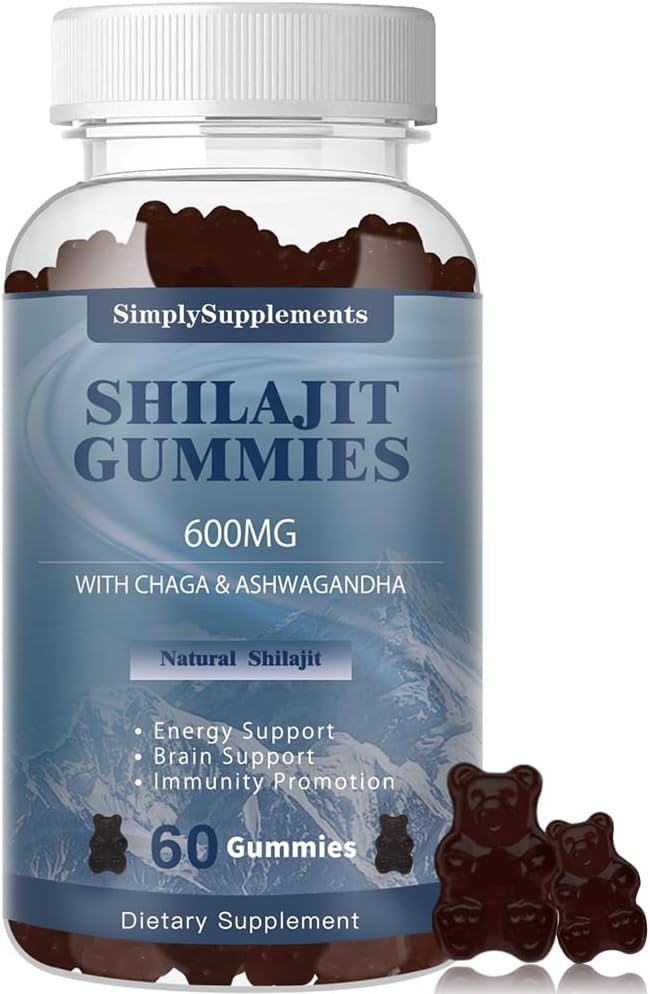 Shilajit Gummys公司与Ashwagandha公司和Chaga公司为男子和妇女服务 -- -- Shilajit公司为能源和豁免支助提供跟踪矿物和富尔维酸的补编,60 Gummys公司