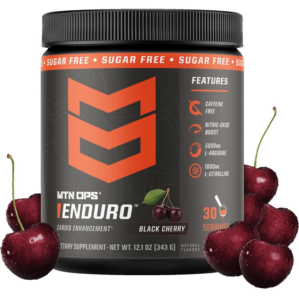 MTN OPS Enduro Nexide Stim 免费工作前 + 镁酸盐,L Arginine & L Citrulline 免费工作前 + 30 服务黑樱桃
