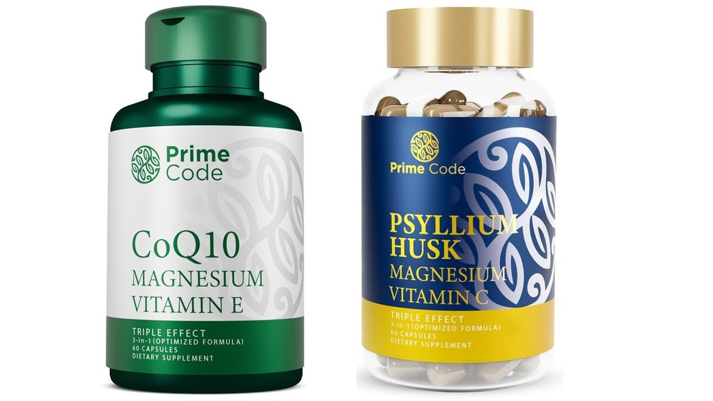 主码CoQ10 250mg,配有甘化镁和维生素E,配有甘化镁和维生素C的Psyllium Husk Capsules
