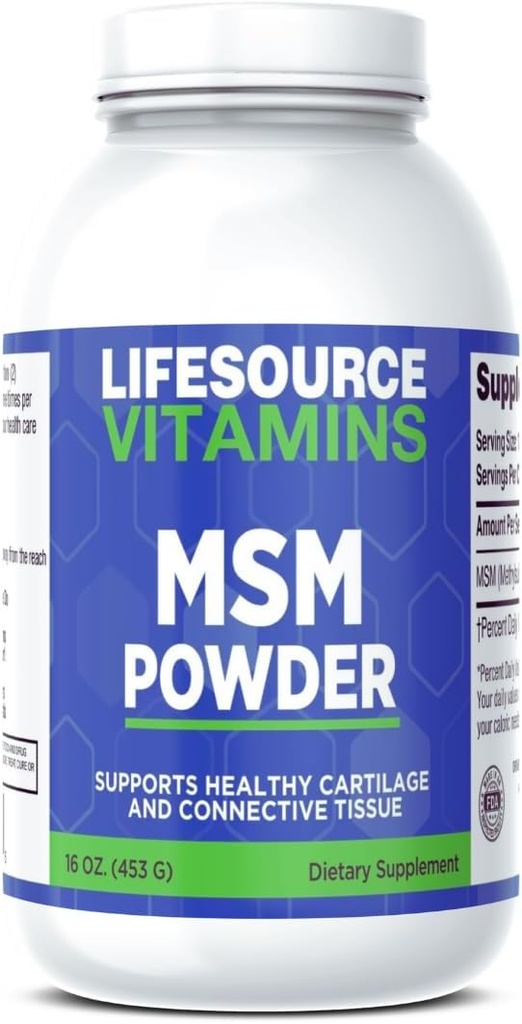生活来源:MSM粉 - 16 oz - 纯和清洁 - 226 服务 - 2 000 mg