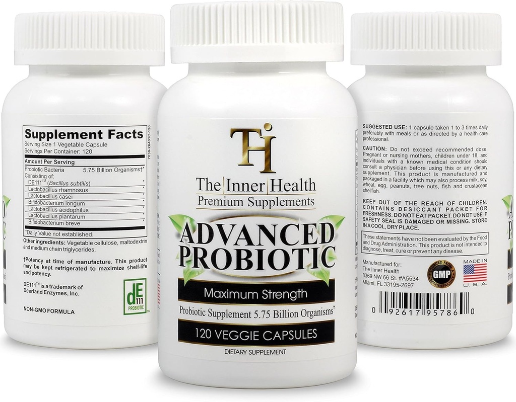PROBIOTIC 补充 5.75亿种有机物-亚基物-亚基提利斯 Bifidobacterium L. Acidophilus L. Rhamnosus L. Plantarum-120 Caps