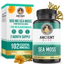 古老的Bliss 有机爱尔兰海蚊药丸 - Sebi Wildcrafted Seamoss Capsules – 甲状腺素,健康皮肤和古特支持 – 120 Capsules