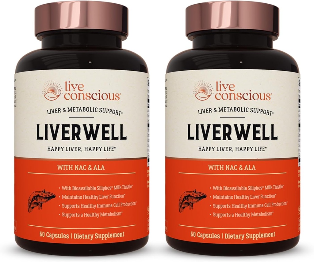 LiverWell Liver Cleanse, Rejuvenation, Metabolic Support - Liver Health w/High Bioblicable 牛奶硝酸提取,N-乙酰基 Cysteine,Alpha Lipoic酸,锌,硒 - 2 Pack