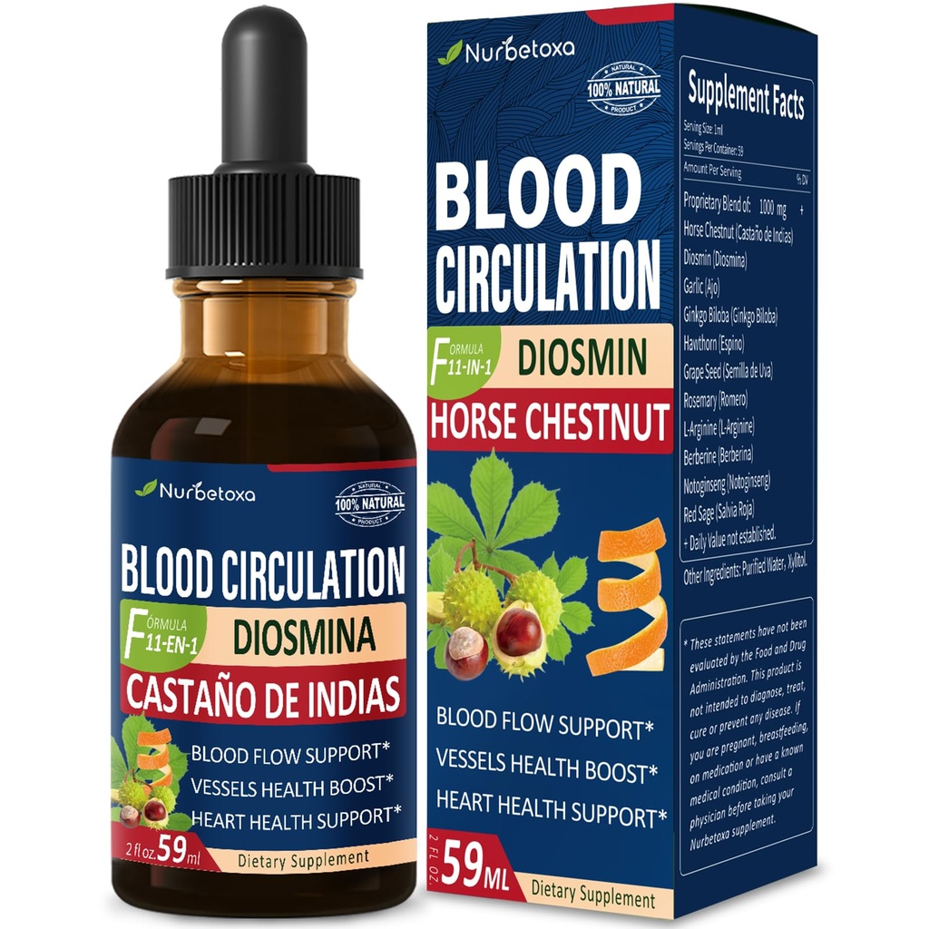 血液循环 马栗提取液滴,Castaño de Indiass y Diosmina para la Circulacion y Variices, Nitric Oxide 补充血液流动,压力和心脏健康。