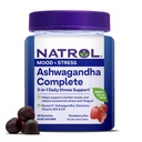 Natrol Ashwagandha Complete Gummy, 3-in-1 每日压力支助, 支持更好的情绪, 减少偶尔压力和肥胖, 30古米, 最多15天的供应