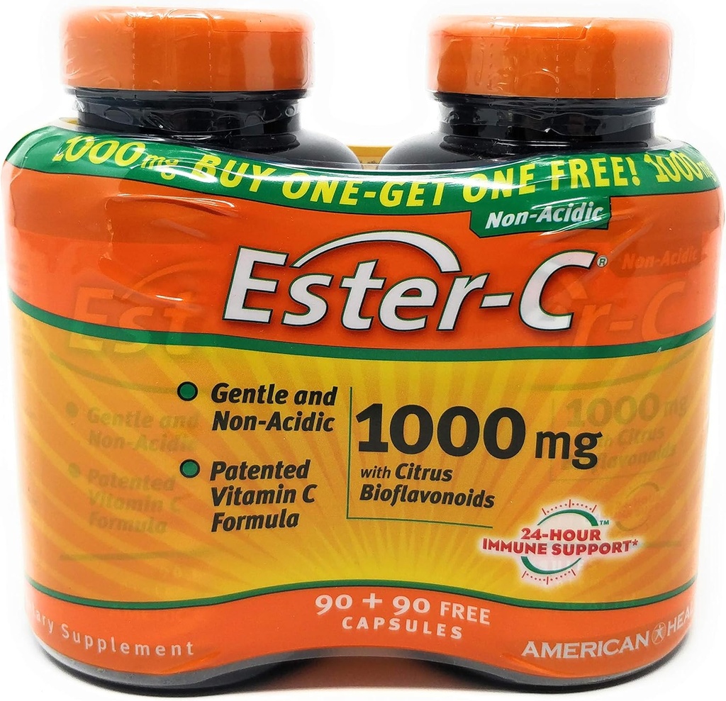 带有Citrus Bioflavoids 90 + 90 Free 90 + 90 Capsule 的美国健康产品Ester-C 1000 mg