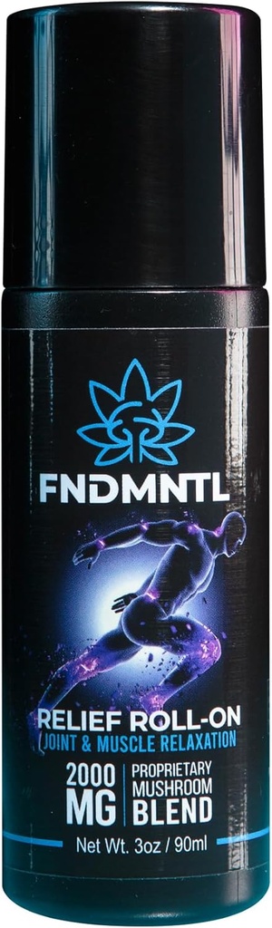 FNDMNTL 救济滚滚与2000mg 功能性蘑菇混合剂用于联合和肌肉放松, 无 Mess 应用器, 3oz