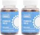 Natures Plus Gummys 维生素D3 1000 IU,混合莓-60 Gummys,包2 - 促进骨质健康和免疫功能 - Vegan,Gluten Free,非GMO - 120 总服务量