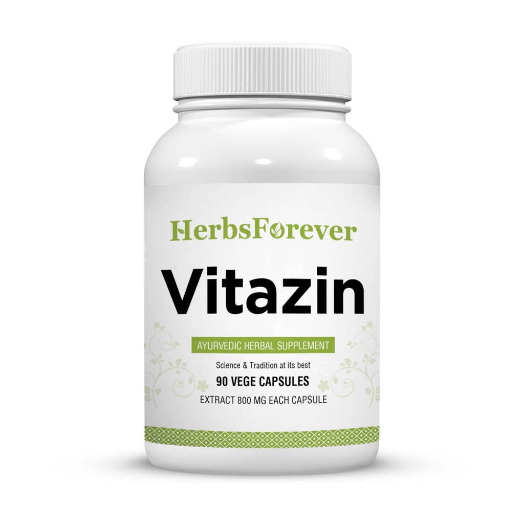 Herbsforever Vitazin Capsules Ayurvedic 草药补充剂支持能量和性能 提供身体和精神力量 90 Vege Capsules 800 Mg