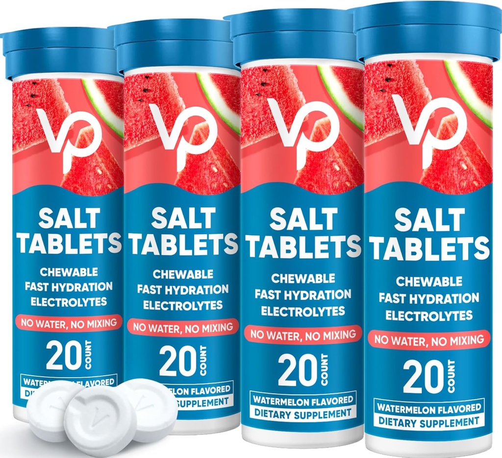 Venture Pal Chewable Electrolyte 板块,80 Counter-Disolve Fast-Disolve 糖无糖棒盐板块 - 快速水分的品种包,户外跑步,徒步,体育 QQ Keto & Vegan 友好 QQ 4 Pack
