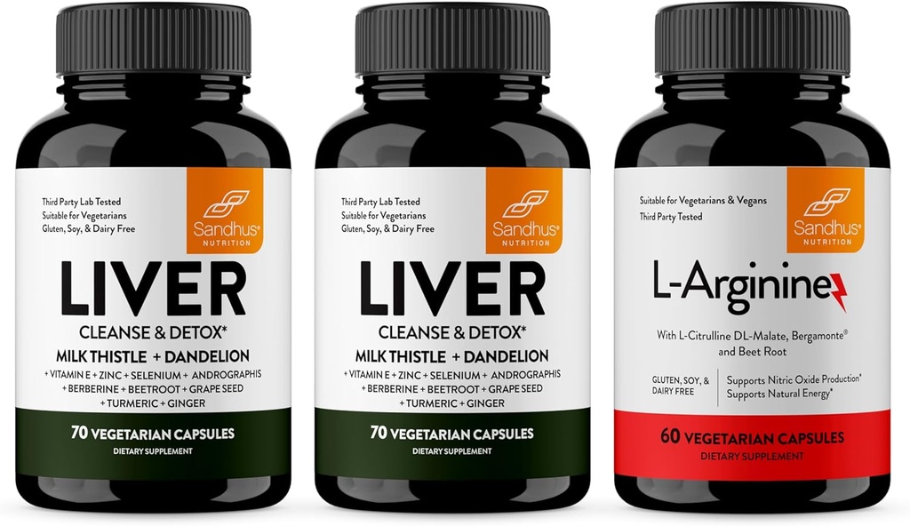 桑德胡的肝脏更新 清洁剂和L-Arginine 与硝氧化物前体 Capsules 支持 Imune,消化性健康,能源和健康循环