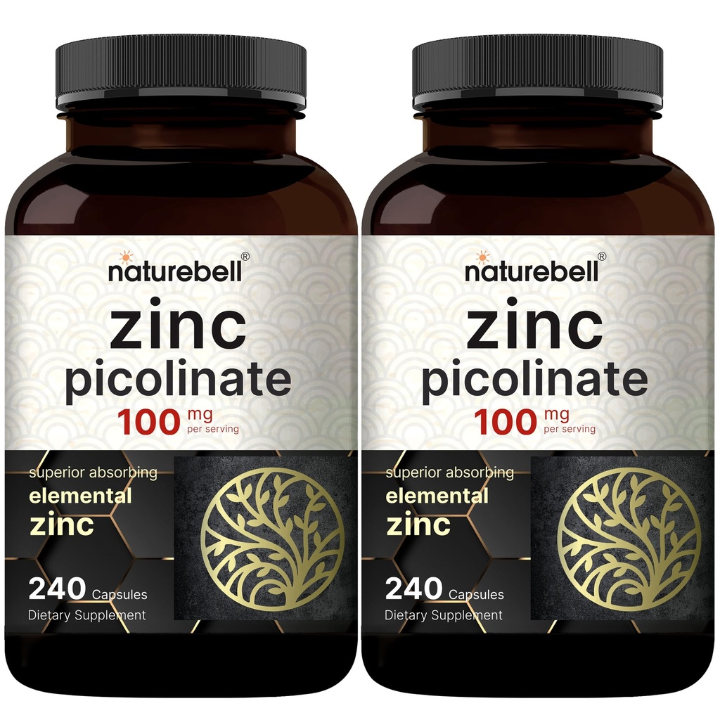 2 Pack 最大强度锌100mg,锌皮氏剂补充剂,480 Capsules,锌维生素和免疫维生素用于酶功能和免疫支持,非GMO和在美国制造