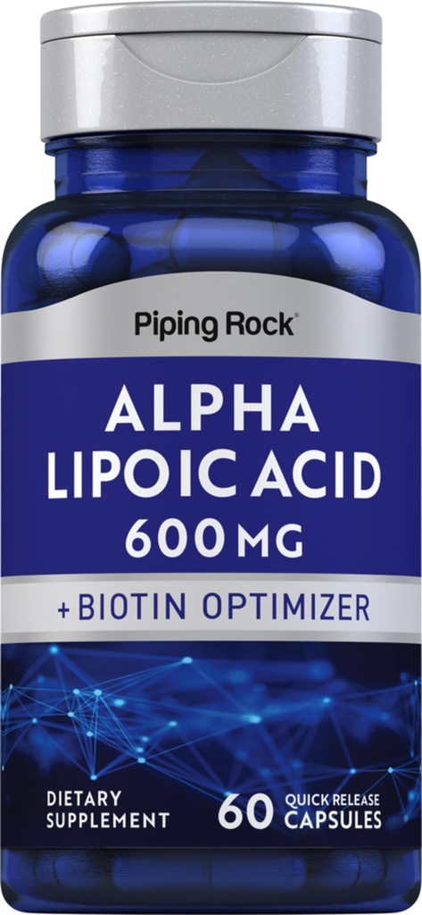 螺旋岩 Alpha Lipoic Acid 600mg 含生物素优化剂的ALA 60 Capsules → Non-GMO, Gluten Free Supple