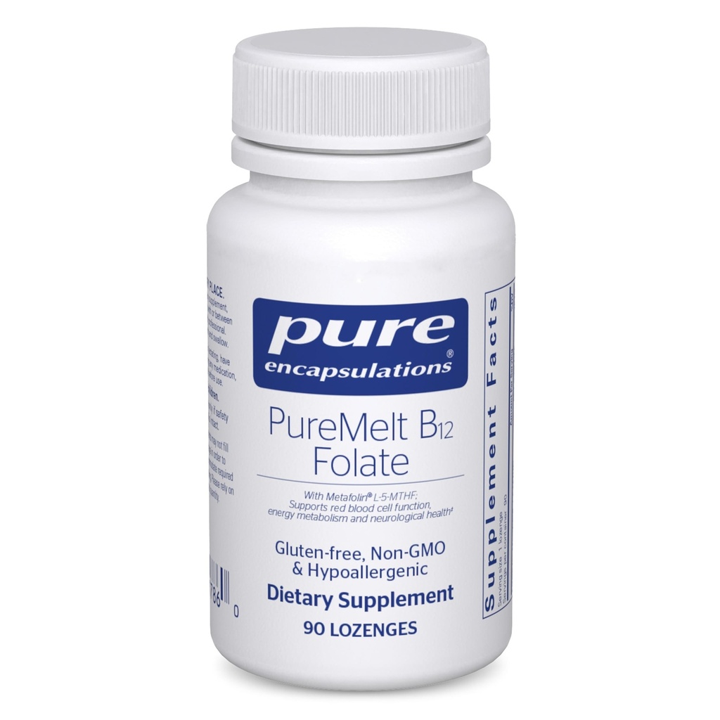 纯封装 纯封装 B12 Folate - 使用L-5-MTHF的活性B维生素 - 代谢支持和红血细胞功能 * - 非GMO & Vegan - 90 Lozenges
