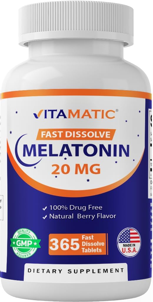 维生素Melatonin 20 mg 片 QQ 蔬菜,非GMO, Gluten Free QQ 1年 供应 QQ 天然莓香 - 365 平板电脑