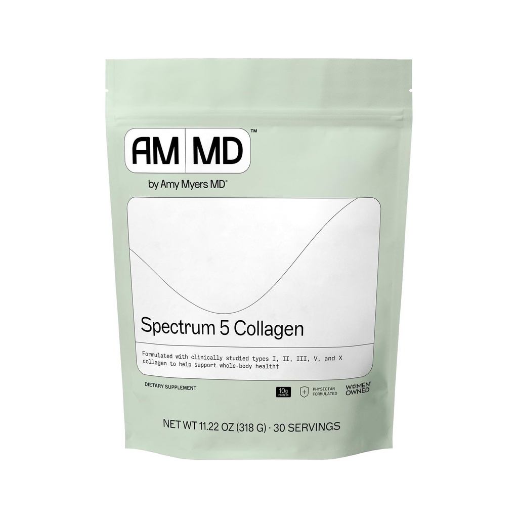 Amy Myers MD Spectrum 5 Collagen Peptides Powder - 健康头发,皮肤和钉子的每日Collagen补充 - 联合支持,Gut & Immune健康 - 30服务