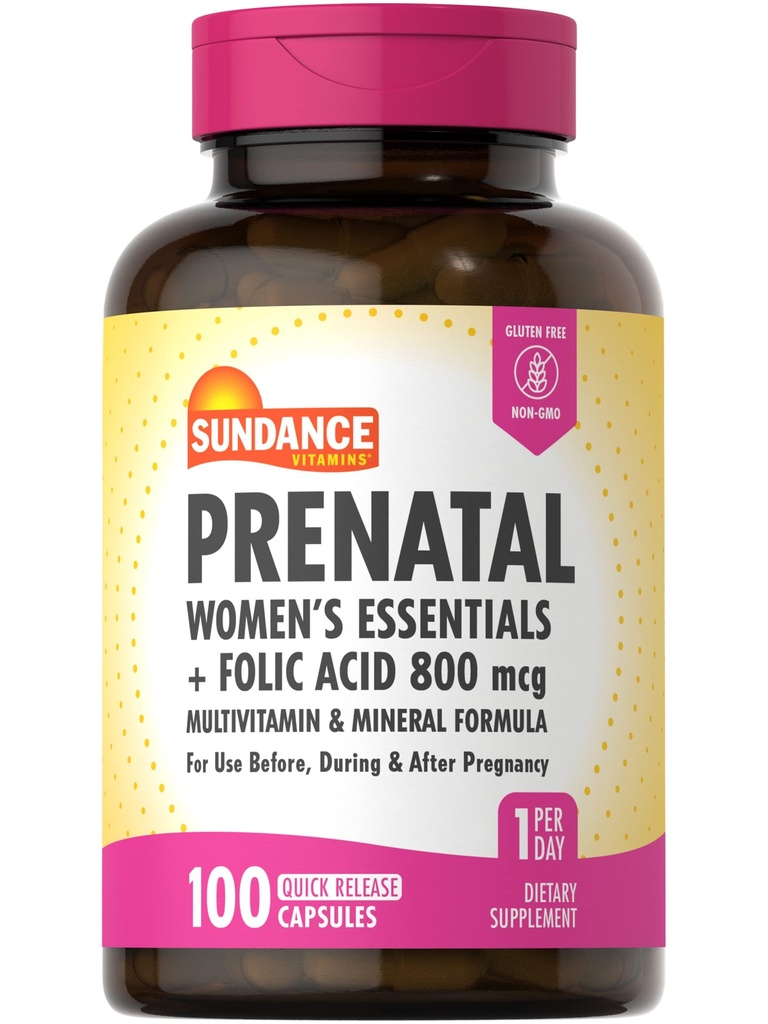 圣丹斯产前多维特敏 配有叶酸 100 快速释放卡普苏尔 800 mcg × × 非GMO,Gluten Free Supplor for Women
