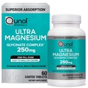 Qunol 甘油酸镁综合体,胃上的Gentle,250mg One Pill dose,高级吸收镁,Nerve,Bone和肌肉健康补充,60 Counter (Pack of 1)