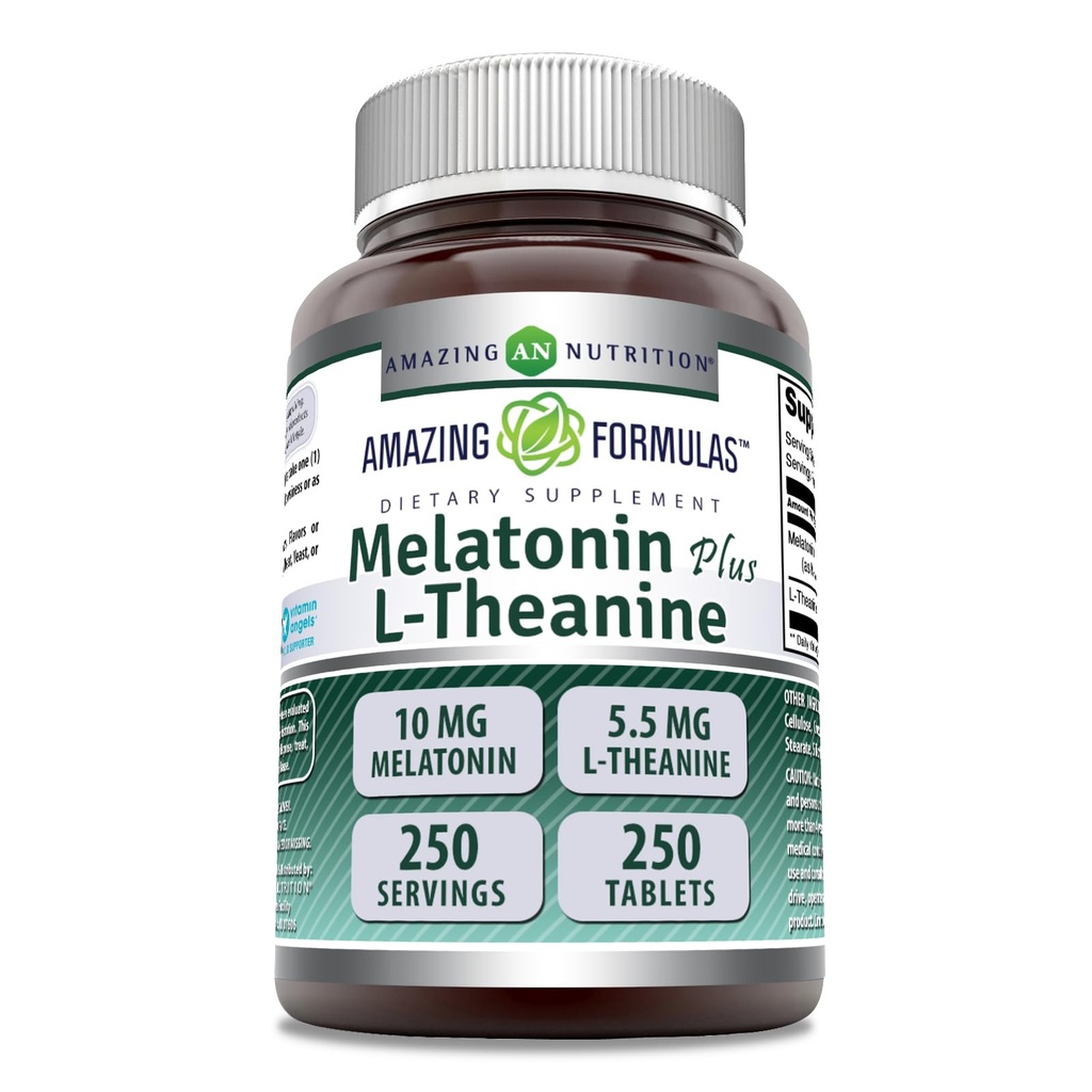 神奇配方 Melatonin Plus L-Thenine 10 mg 平板电脑 补充 QQ Non-GMO QQ Gluten Free QQ 在美国制造 (10 mg, 250, Count)