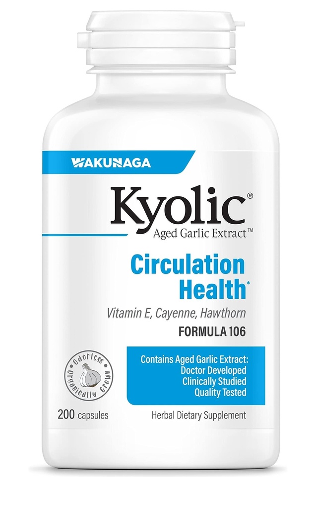 Kyolic Aged Garlic Extract Formula 106, Circulation Health*, 200 Capsules.