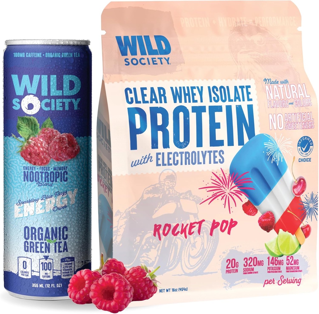 WILD SOCIETY 清空隔离 + 能量饮用 Super Combo - 火箭流行清空 Whey + Blue Razz 能量饮料