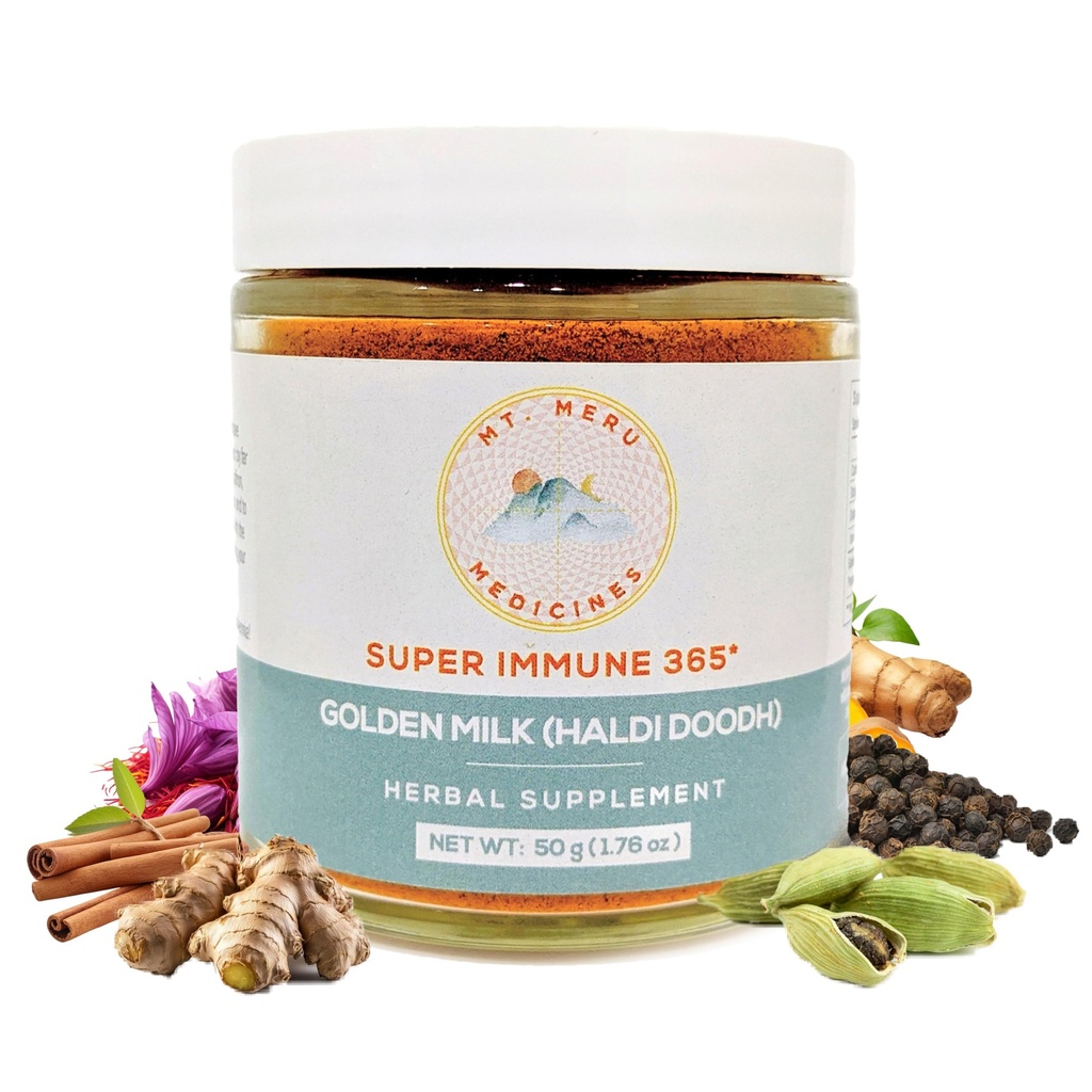 Mt.Meru Medicines Ayurvedic Haldi Doodh/Golden Milk Superblend - 配有Immune boosting公式,为脑健康而无胶质,Gut 支持高曲霉素拉卡东涡轮(1.76oz/50g)