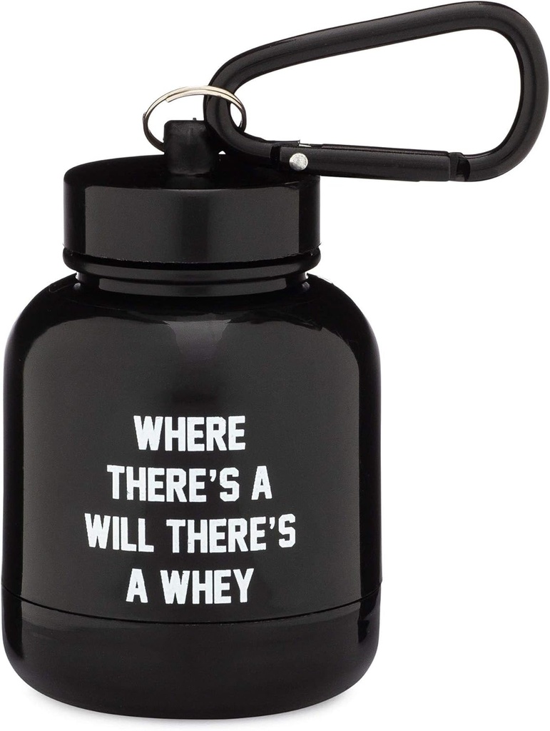 On MyWhey - 蛋白质粉末和补充漏斗键链, 手提式To-Go容器用于健身、健身、健身和旅行 - TSA 批准, Where's A Will There's A Whey