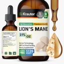 BIO KRAUTER 狮子马内液体提取 - 用于大脑支持的蘑菇补充 - 维根狮子马内补充 - 酒精和糖自由滴 - 2 Fl.Oz.